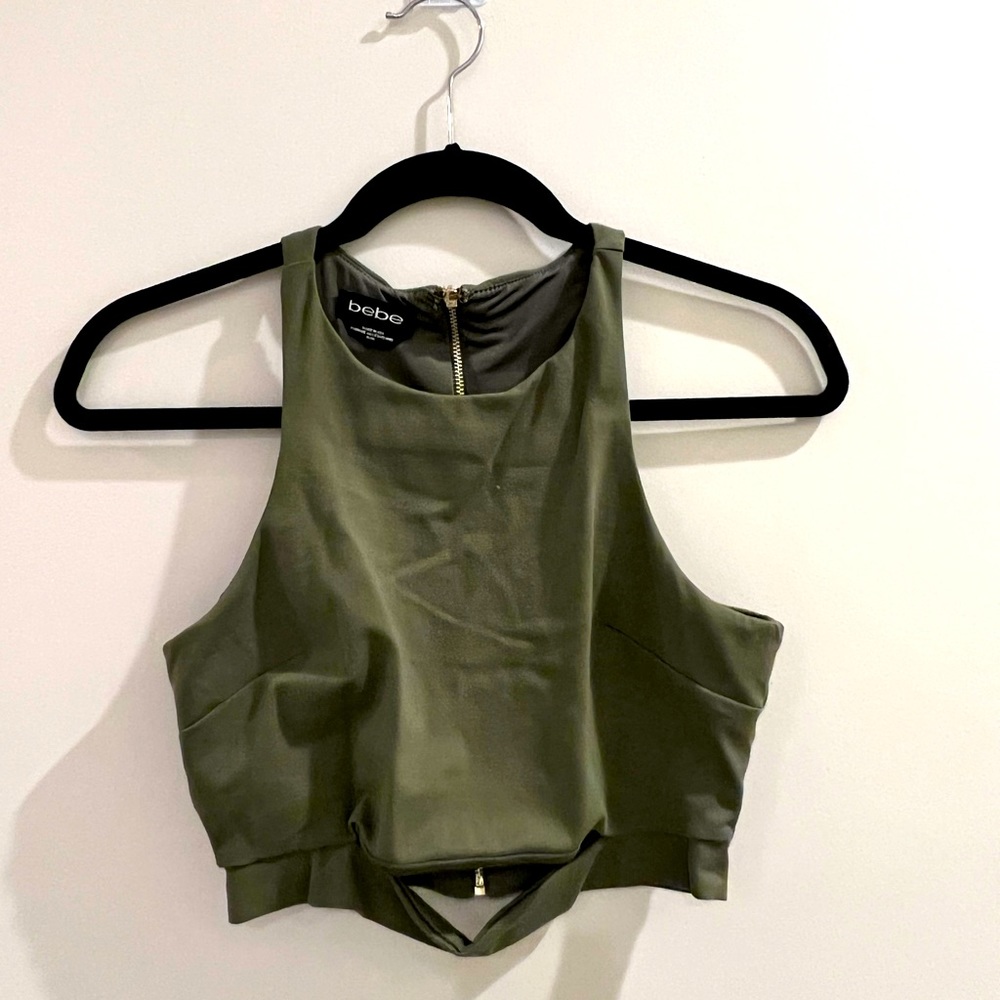 Bebe crop top with zipper detail, size S